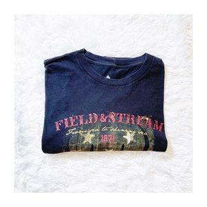 Field & Stream American Flag Black Tee Shirt szL